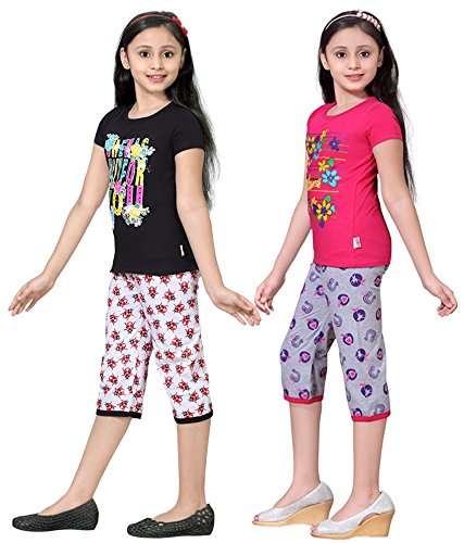 Image of SINI MINI Girls Printed Capri Set (Pack of 2)