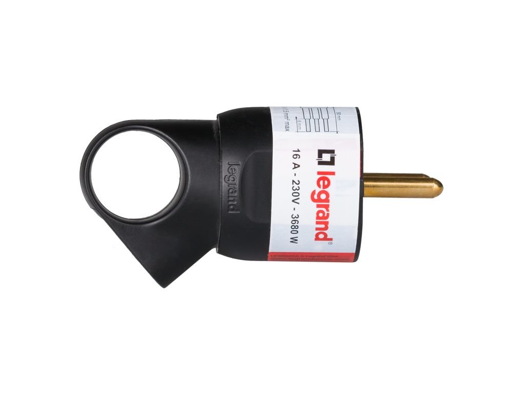 legrand 050194 Enchufe para Usos Profesionales con Anillo Tirador, 3680 W, 230 V, Negro