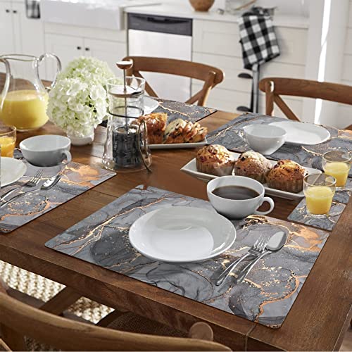 HAOCOO Placemats and Coasters Set of 4, Heat Resistant Waterproof Non-Slip Cork Placemats Table Mats for Dining Kitchen Indoor Outdoor, Easy to Clean Wipeable Place Mats 21.5 x 30cm (Fluid grey) - Cosy Home Interiors HAOCOO Placemats and Coasters Set of 4, Heat Resistant Waterproof Non-Slip Cork Placemats Table Mats for Dining Kitchen Indoor Outdoor, Easy to Clean Wipeable Place Mats 21.5 x 30cm (Fluid grey) - Image 7