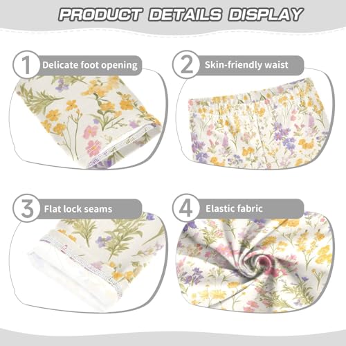 KLL Wild Summer Rustic Flowers Cottage Butterfly Toddler Girls' Cotton Pants Casual Full Length Dance Pants Exercise3