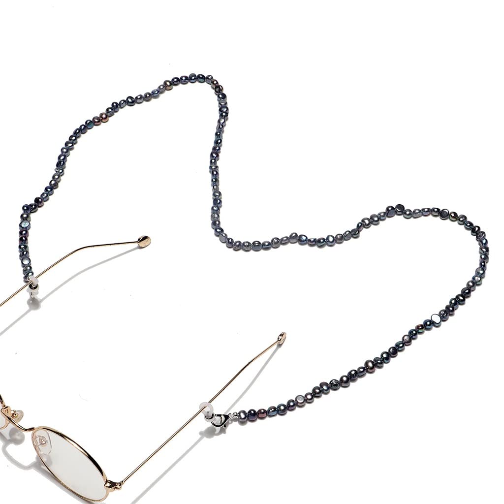 Damen-Brillenkette, Brillenschnur, natürliche Schwarze Perlen-Brillenkette, All-Match-Lesebrillen-Lanyard-Brille, rutschfestes Seil