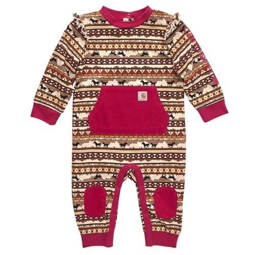 Carhartt Baby Girls Long-Sleeve Printed Coverall, Cherries Jubilee, 12 Months