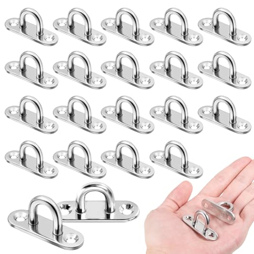 UICCVOKK 20 Stück Augplatte, Bootszubehör, 304 Augplatte Edelstahl, Augplatten mit Schraubösen, M5 Augplatten für Wandhalterung, Befestigung Sonnensegel, Gegenständen Befestigungshaken