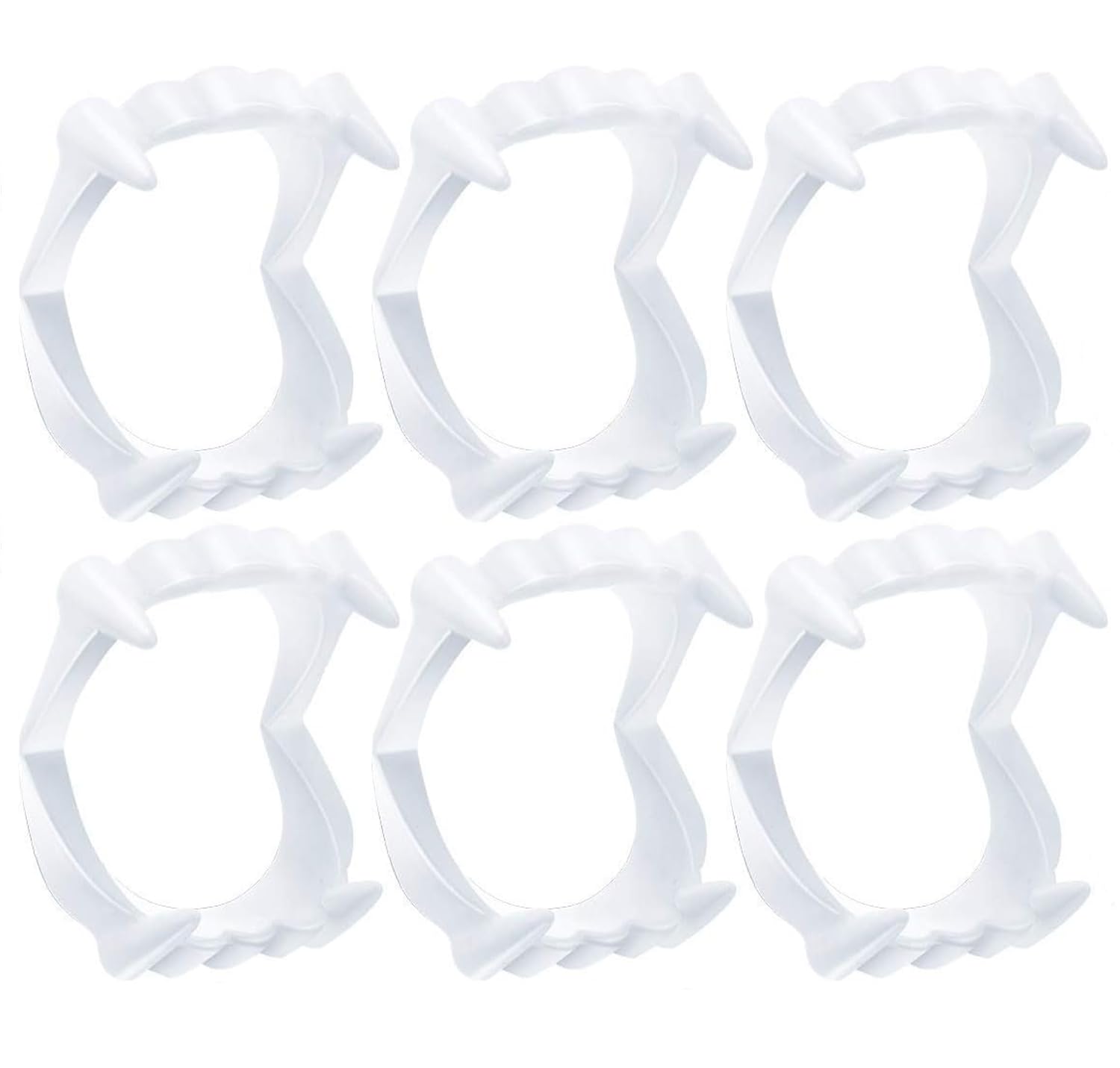 6Pcs Halloween White Fangs Vampire Fake Teeth - Flexible White Plastic for Comfort - Costume Parties Trick-or-Treat Themed Gathering - Lightweight Authentic - Christmas Halloween