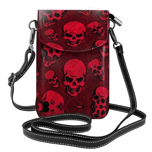 Sac à bandoulière noir unique en cuir avec crânes imprimés