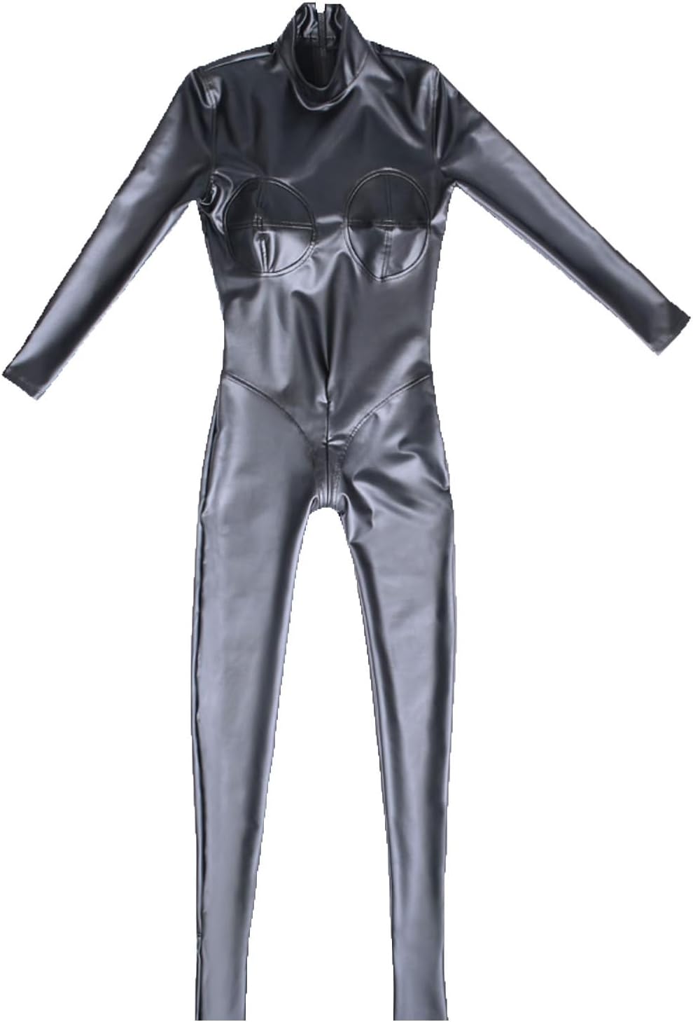 LESOYA Women's Sexy Shiny Wetlook Leather Long Sleeve Zipper Crotch Bodysuit Full Body Catsuit Jumpsuit Clubwear
