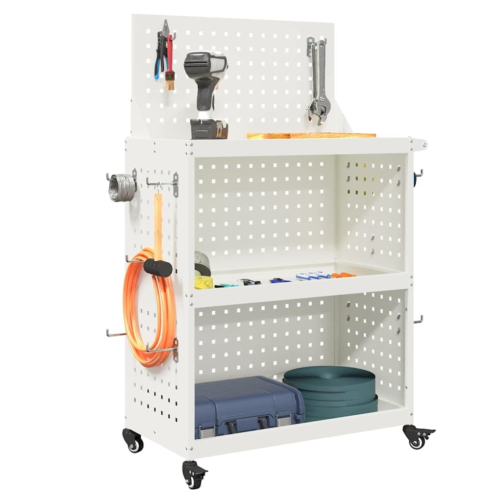 vidaXL Wózek narzędziowy Biały 65 x 35 x 111 cm Stal zimnogięta