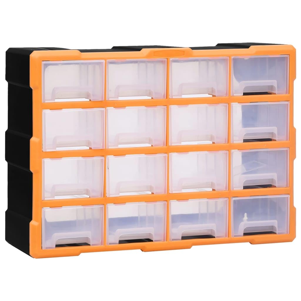 Organizer multi-cassetti, 16 cassetti, scatola trasparente in plastica resistente agli urti, per viti, dadi, bulloni e chiodi, montaggio a parete