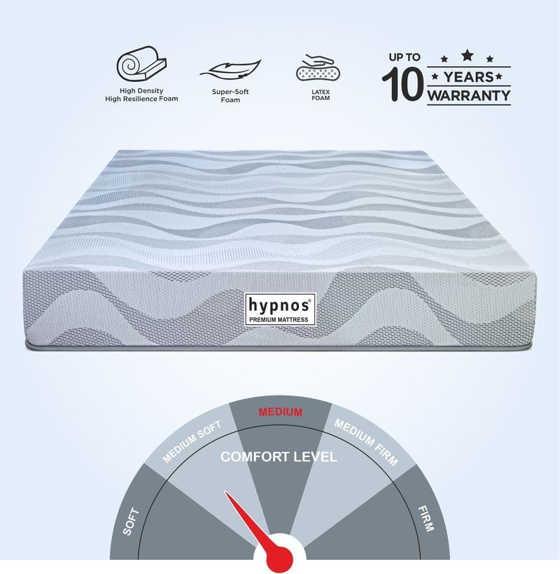 Image of Hypnos by Peps 6 Inch Latex Mattress | Orthopedic & Pressure Relief | Cooling with Extra Bounce | Eco-Friendly | Soft Knitted Fabric | 10 Year Warranty |King Size Mattress 84X72 Inches