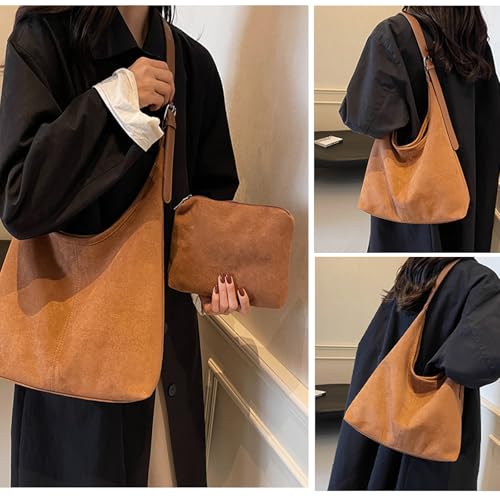 Set 2 Bolsos de Ante Marrón para Mujer con Correa Ajustable miniatura 2