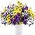 Rowfad 18 Bundles Artificial Fake Pansy Flowers for Outdoor, Faux UV Resistant Silk Pansies Flowers for Outside Planter Front Door Porch Yard Patio Window Box Home Decor (18, Purple, Yellow, White)