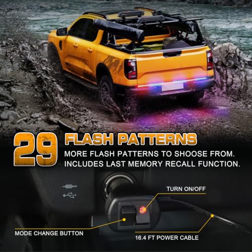 Image of XRIDONSEN 48 inch Tailgate Strobe Light Strip 288 LED Rear Window Light Bar