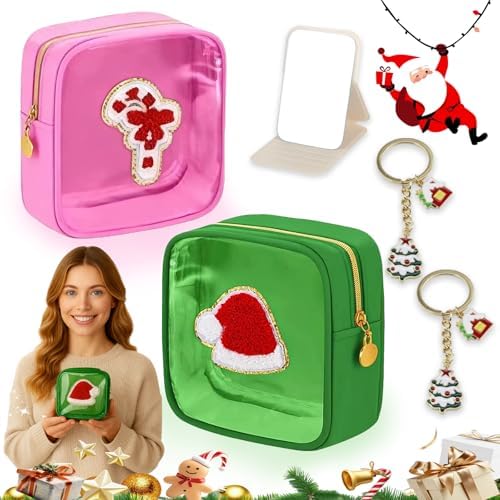 2026 New Mini Christmas Pouches, 12 Pack Clear Christmas Cosmetic...