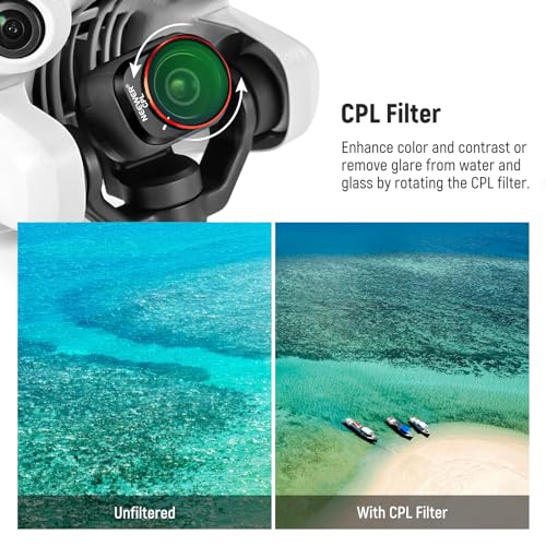 NEEWER Set di filtri ND e CPL compatibili con DJI Mini 4 Pro, 8 pezzi, UV, CPL, ND8, ND16, ND32, ND64, ND128, ND256, filtro polarizzatore, accessori per lenti drone a densità neutra, multistrato - Immagine 3