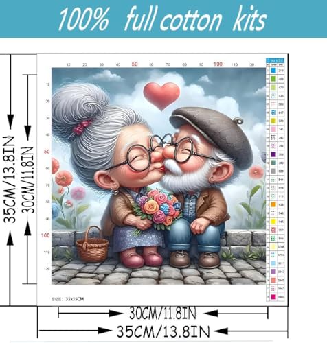 Image of Grandparents Stamped Cross Stitch Kits for Beginners Adults, Dimensions Needlepoint Art Crafts,Counted Cross Stitch Kits Embroidery Kits for Beginners Adults for Home Decor 13.8X13.8inch