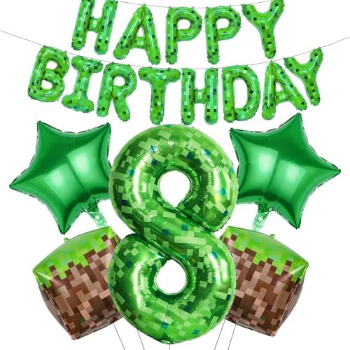 RNHDLY Ballons pixels, décoration d'anniversaire 8 ans, ballons pixels, Happy Birthday, décoration d'anniversaire pour garçon, ballon en aluminium pour anniversaire d'enfant et fête de jeu RNHDLY Ballons pixels, décoration d'anniversaire 8 ans, ballons pixels, Happy Birthday, décoration d'anniversaire pour garçon, ballon en aluminium pour anniversaire d'enfant et fête de jeu
