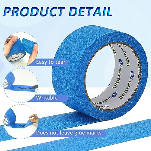 Image of Oleitodh 12 Rolls Blue Painters Tape Bulk 2 inch x 660 Yards, Painters Masking Tape No Residue Wall Painting Tape Artist Tape Trim Edge Finishing Tape for Wall Painting Decoration DIY Supplies