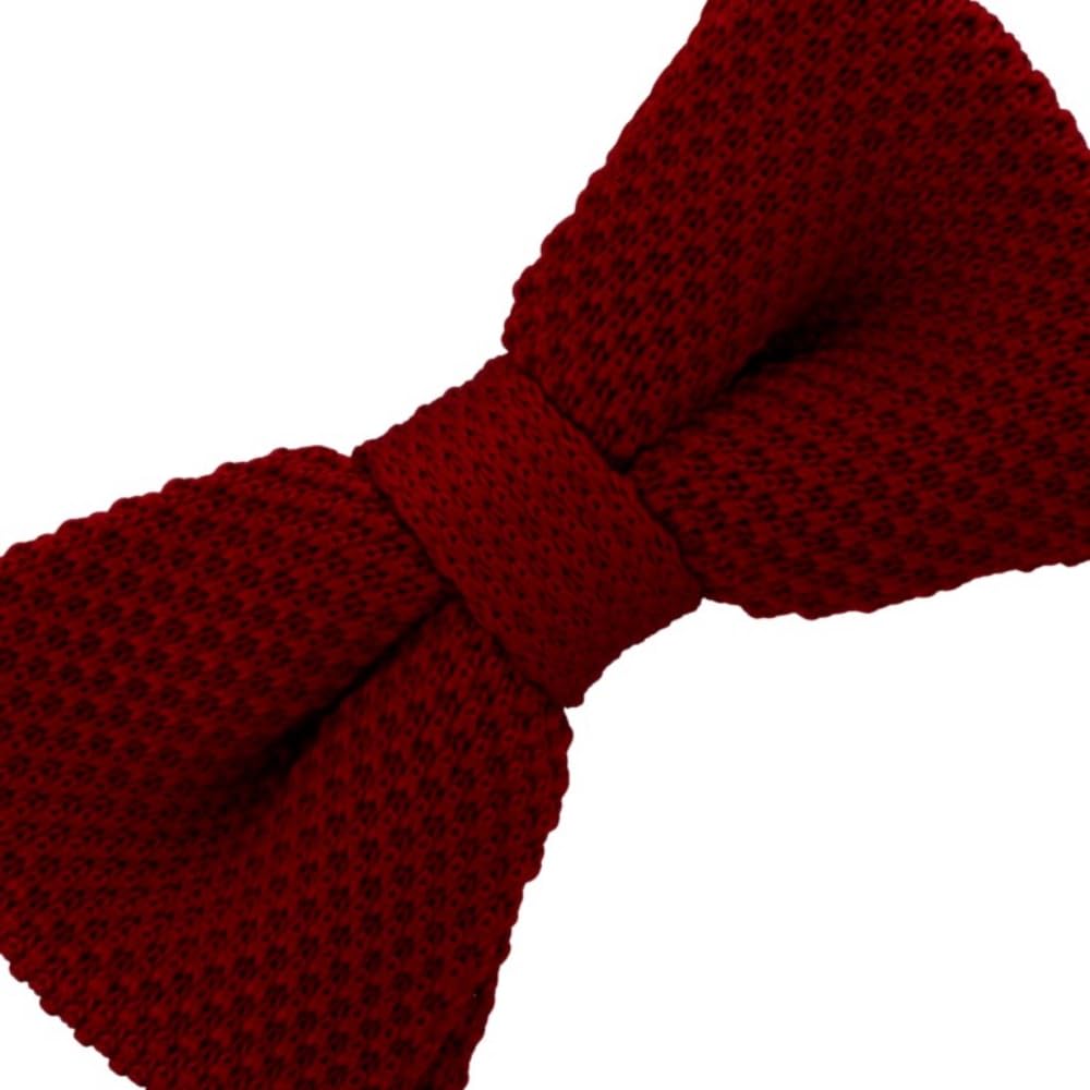 The Tie Hub Solid Burgundy Knitted Bow Tie For Men - Image 2 thumbnail
