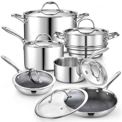Image of Cooks Standard 12-Piece Multi-Ply Clad Stainless Steel Pots and Pans Set
