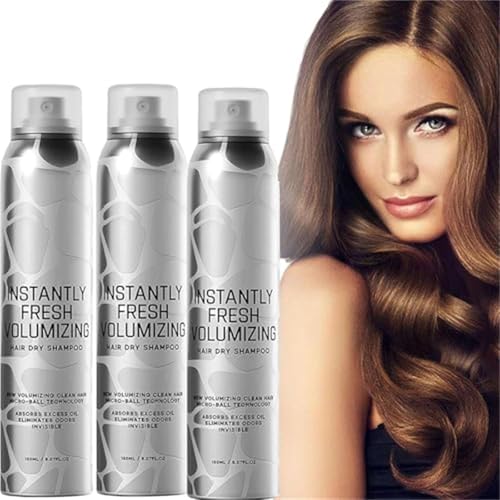 Volumizing Dry Shampoo Spray - Champú seco instantáneo de volumen para el cabello, champú seco natural, volumen en spray, refrescante y no graso (3 unidades)