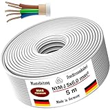 Cable de alimentación para ambientes húmedos, 5, 10, 15, 20, 25, 30, 35, 40 o 50 m, NYM-J 5 x 6 mm², cable eléctrico...