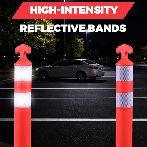 Image of BESEA 6 Pack 36 Inch Traffic Delineator Post Cones with Heavy-Duty Base