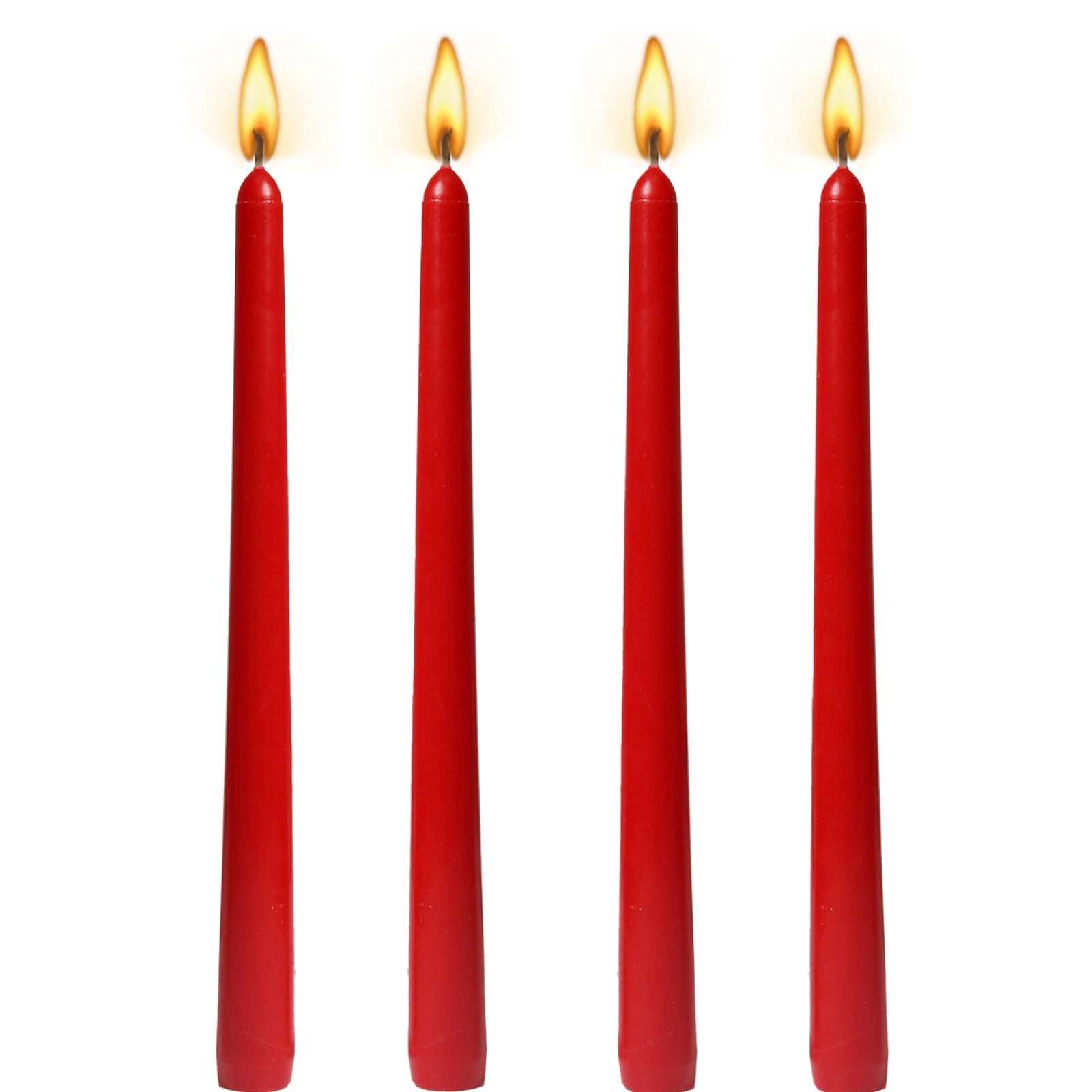 10 inch Taper Candles-Set of 4 Tapered Candle, Tall Candlesticks,Dripless and Smokeless,Home Dinner Candle, Party, Wedding, Halloween, Christmas Candles (Red, 10inch) [Energy Class A]