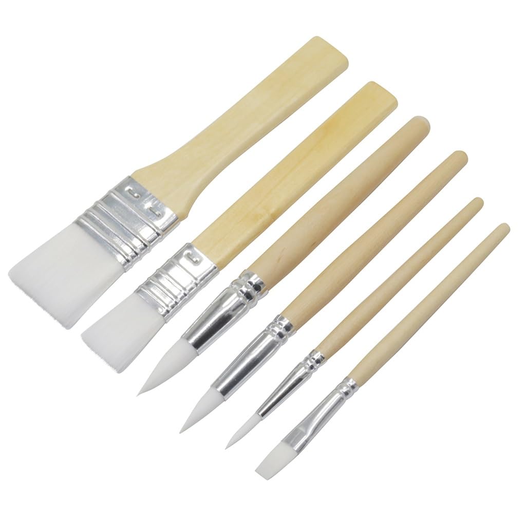 Pincel for Pintura al óleo, Suministros de Pintura de Grafiti, Juego de brochas de Varilla Corta, 6 uds., Cepillo de Tablero de Nailon for Pintura