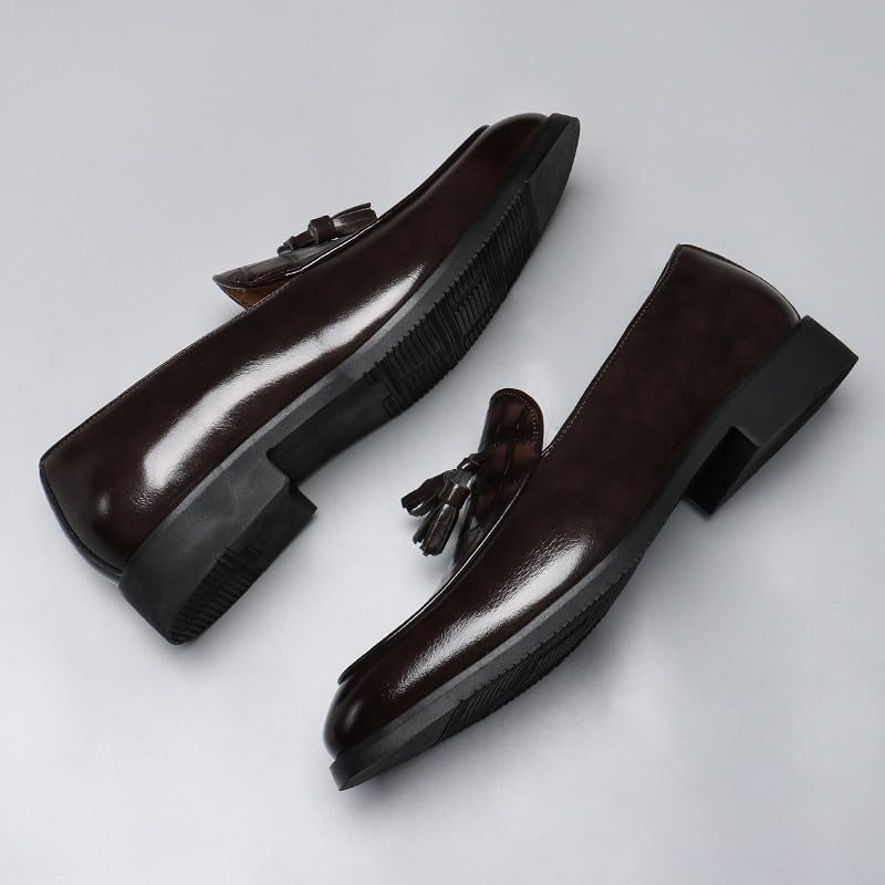 Santimon Men's Crocodile Print Tassel Loafers Slip-On Leather Dress Shoes Formal & Casual Moc Toe Suit Shoe4