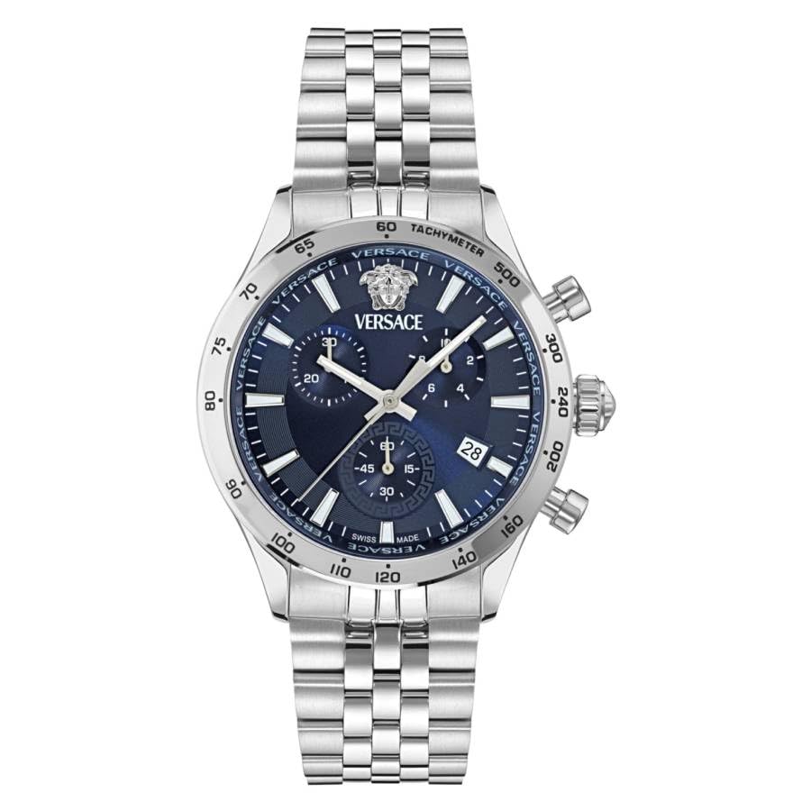 Versace Hellenyium VECFA0124 - Cronografo al quarzo con quadrante blu, da uomo