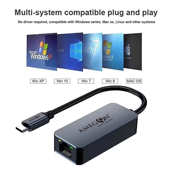 Image of Amua32 USB C-LAN 2.5G Port, Speed: 10M /100M / 1000M / 2500Mbps, for Projector, Monitor, TV, USB C Phone, Laptop, Black