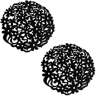 2 Pcs Floral Style Placemats Hollow Decoration Felt Coasters Absorbent Heat Resistant Felt Table Mats for Home, Restaurant, Cafe