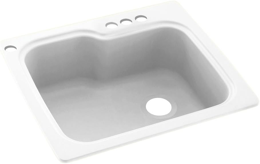 SwanstoneKS02522SB.010-4 4-Hole Solid Surface Kitchen Sink, 25" x 22", White
