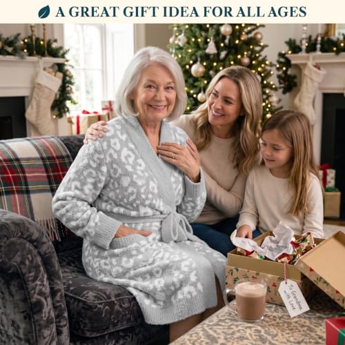 Image of PAVILIA Premium Plush Robe for Women, Soft Cozy Fuzzy Bathrobe with Pockets