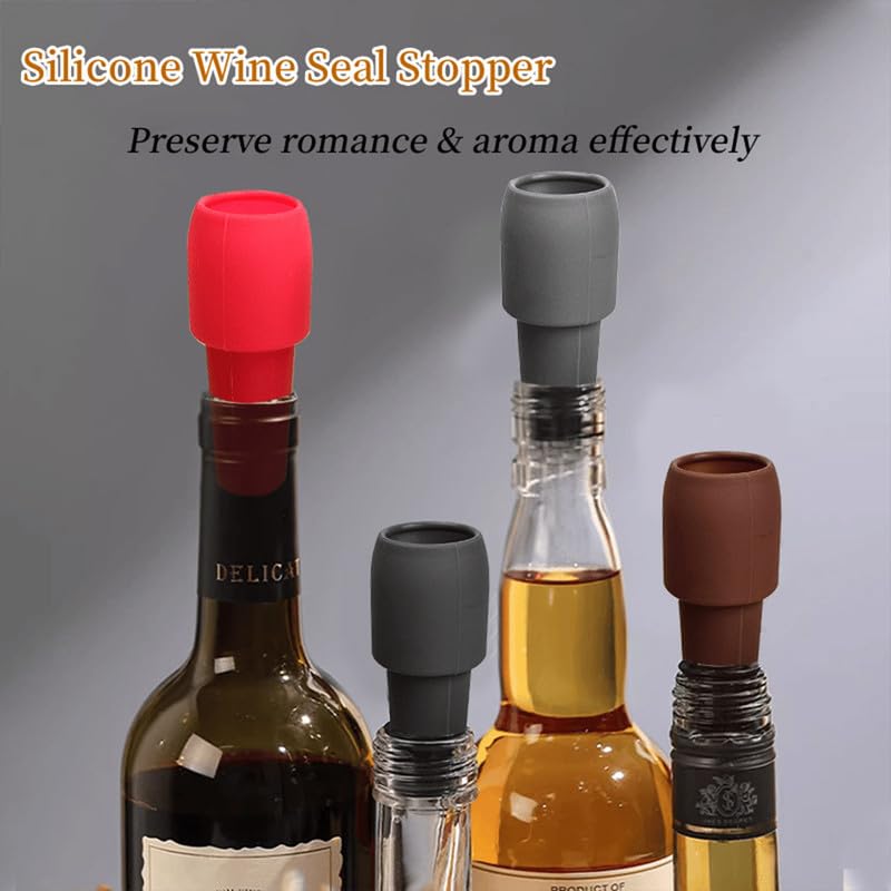 Tapón de botella de vino espumoso reutilizable mejorado 2024, tapones de vino para botellas de vino, tapones de silicona de doble sellado, tapas de tapa de botella de vino de corcho para cerveza