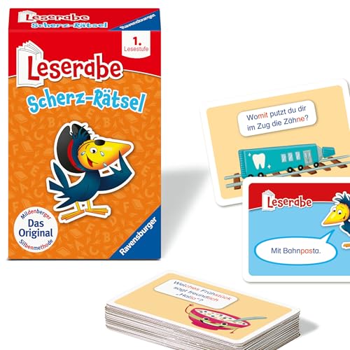Ravensburger 23498 - Leserabe - Scherz-Rätsel - Kartenspiel zum Lesen Lernen mit Spaß - 1. Klasse, für Kinder ab 6 Jahren