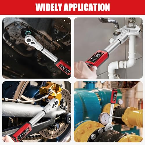 Image of SUERCUP 1 /2 inch Adjustable Digital Torque Wrench (1.5-99.6Ft.Lb /2-135N.m) | Interchangeable 14x18mm Head with 42mm Jaw & 1 /2 inch Ratchet, Vibration, Buzzer & LED Flash, for HVAC, Flare Nut & Auto Repair