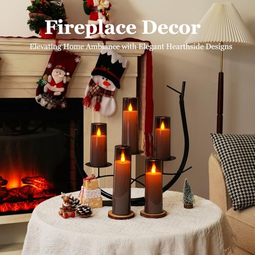 Image of Amagic Grey Flameless Candles with Remote, Flickering Battery Operated Candles with Timer, Acrylic LED Fake Candle for Halloween Home Decor, 3D Wick, D2.2 xH5 5 inch 6 inch 7 inch 8 inch, Set of 5