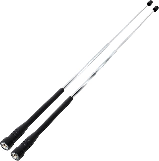 UAYESOK SMA MALE Telescopic Aerial 13.5CM(5.3inch)-48CM(18.89inch) Dual-band Retractable Rod Antennas for VHF/UHF Yaesu FT50RH Yeasu FT60/Kenwood TH-D74/Icom ICOM-51APlus IC-F60V (Pack of 2)