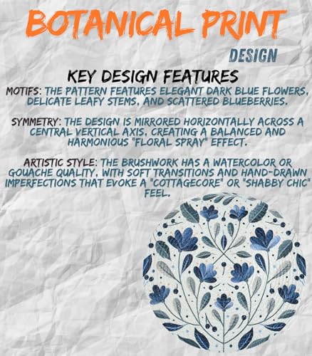 Image of LaVichitra Cotton Table Placemat | Dining Table Mat | Bed Side Table Mat | Cotton Round Shape Placemats | Washable PlaceMat for Shelves & Plant Pots - Pack of 6, Botanical Print