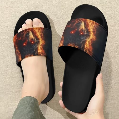 Slide Sandals for Mens Slippers with Print, Non-Slip, Open-Toe, Easy to Clean, Suitable for Bath Beach Walking3