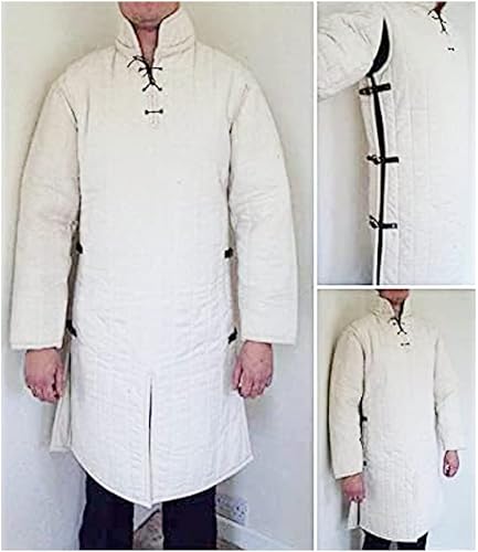 Miniatura 3 de AnNafi Abrigo largo acolchado grueso medieval con mangas completas Armadura Aketon Chaqueta Armadura Armadura Traje de telas de algodón