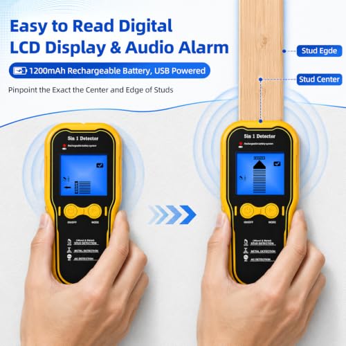 Yaskyly Détecteur de Montants 5-en-1, Détecteur Mural Scanner avec Écran LCD, Batterie Rechargeable 1200mAh, Compact – pour Bois, Métal, Câbles sous Tension, Tuyaux, Bricolage & Pro – vue 4