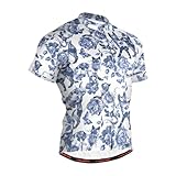 JHKKU Celadon Floral and Cats Cycling Jersey Men Short Sleeve, Road Bike Jerseys Full Zipper with Pockets, Bicycle Clothing M