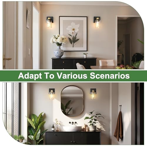 Image of DORESshop Wall Sconces Set of 2 Bathroom Vanity Light Fixtures, Black&Gold