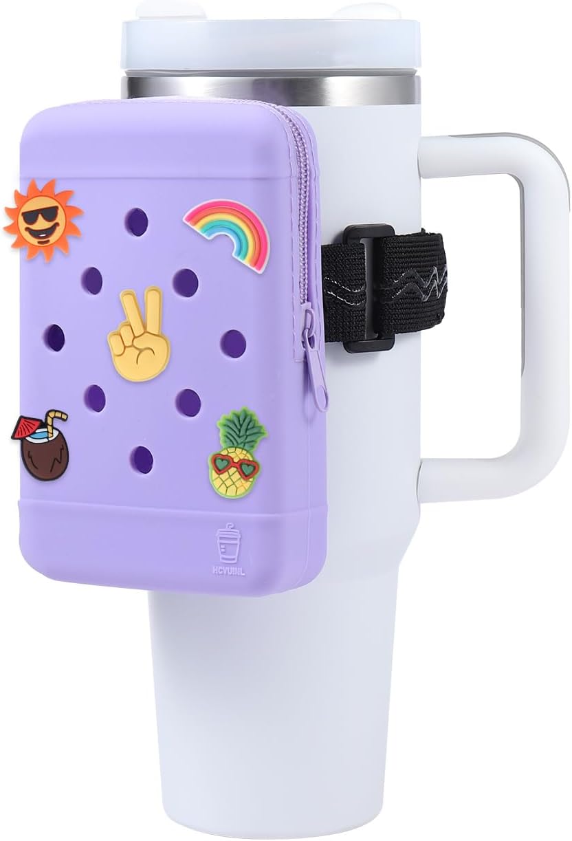 HCVUINL Silicone Water Bottle Pouch with 5 Charms, Water