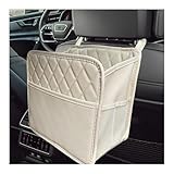 DXNQ Car Seat Back Organizer, Large Capacity Foldable Car Seat Back Hanging Bag with 3 Extra Pockets, Waterproof Leather Car Seat Storage Organizer, Car Travel Essentials Accessories (White)