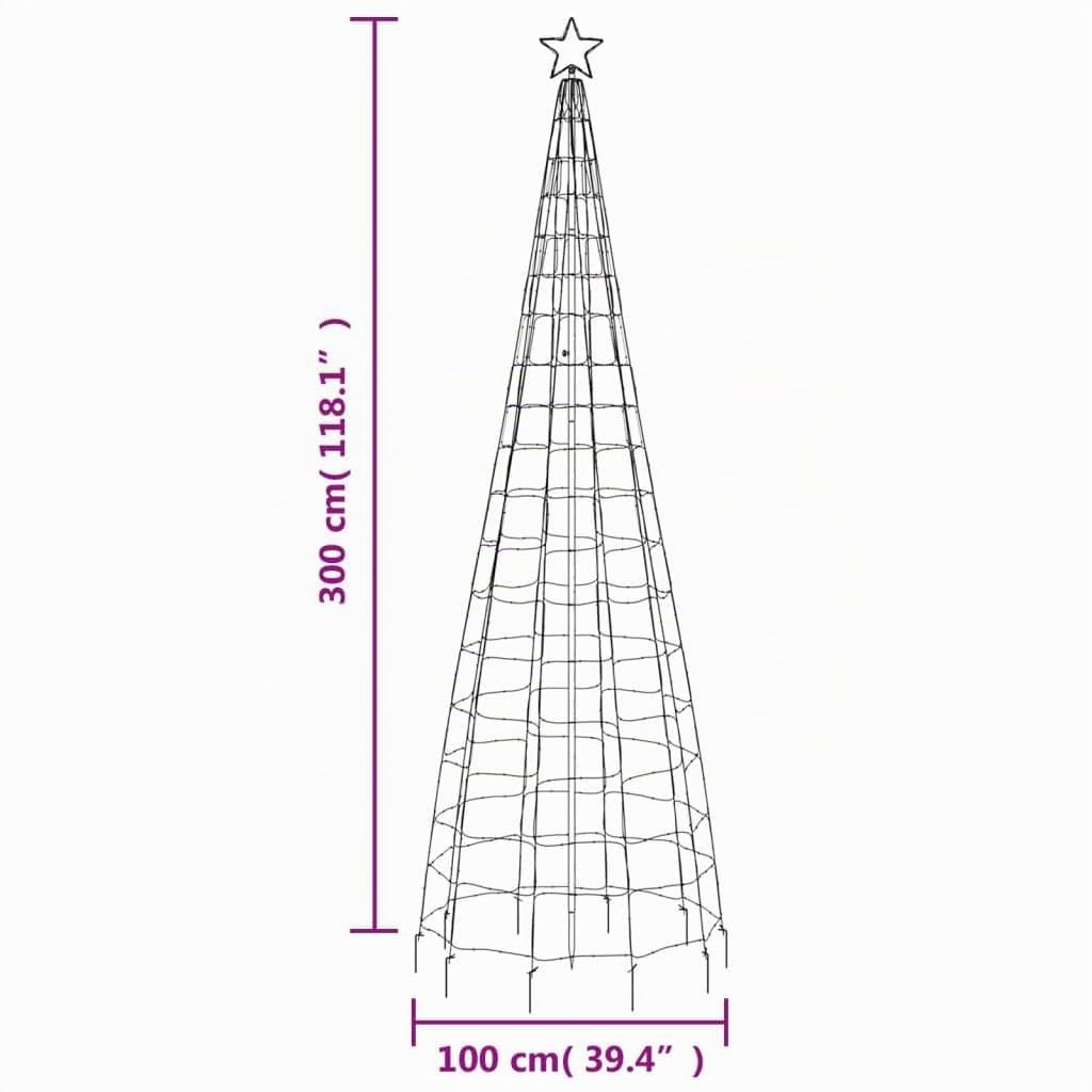 vidaXL LED Weihnachtsbaum, Beleuchtet Christbaum mit Erdspießen 570 LEDs, Tannenbaum Lichterbaum mit 8 Beleuchtungsmodi, Weihnachtsbeleuchtung Weihnachtsdeko, Mehrfarbig 300 cm
