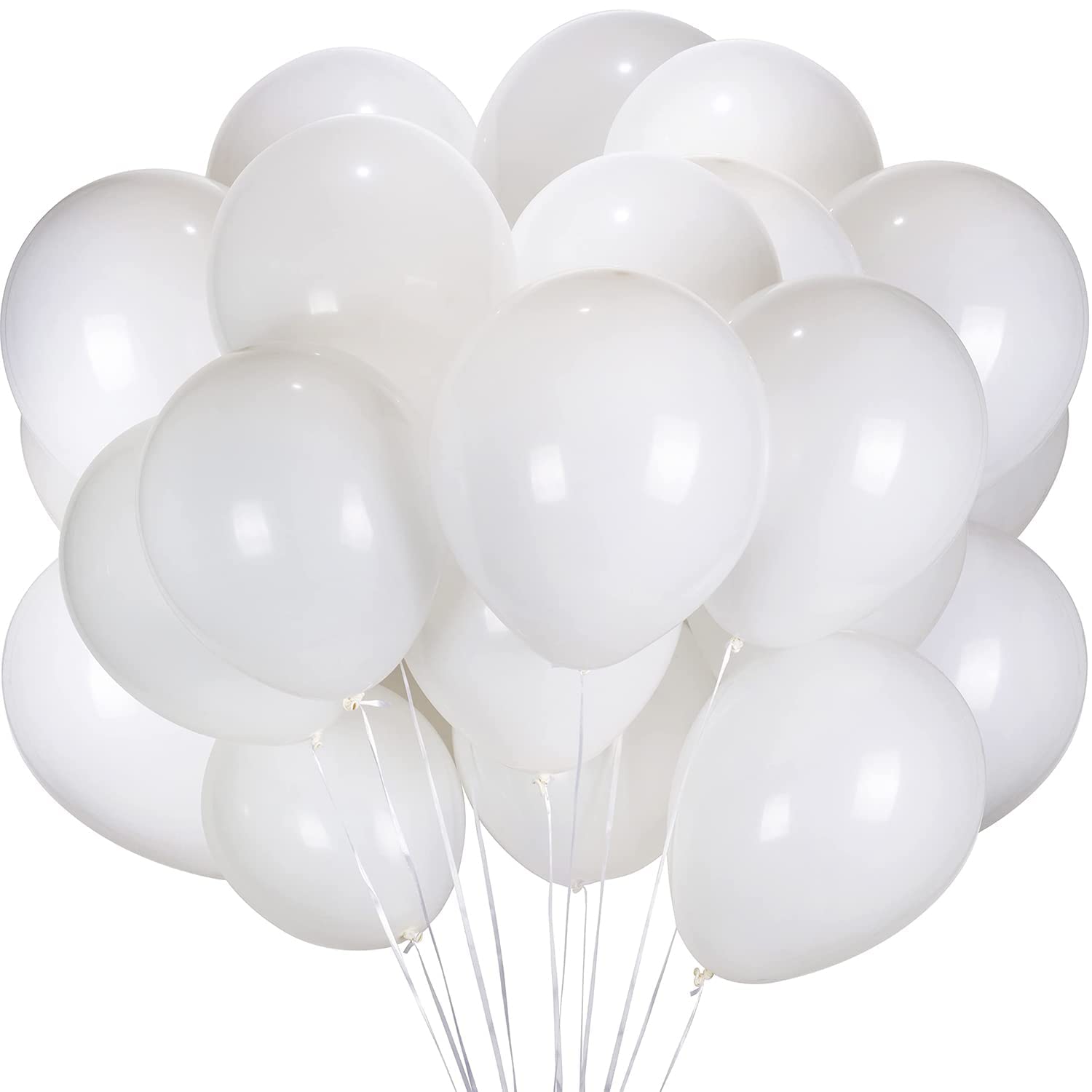Luftballons Weiß - 100 Stück 30 cm / 12 zoll Premium Latex Ballons für Helium, Weiss Luftballon für Geburtstag, Hochzeit, Babyparty, Halloween Oder Weihnachten party Deko