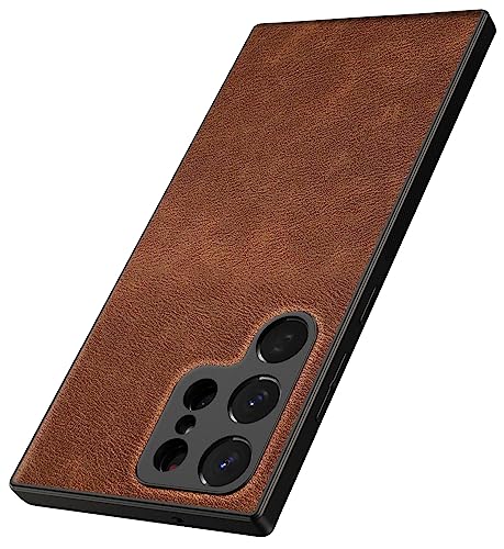 Image of Kapa Tux Back Case for Samsung Galaxy S23 Ultra | Slim Leather Shockproof Camera Protection Back Cover (Brown)
